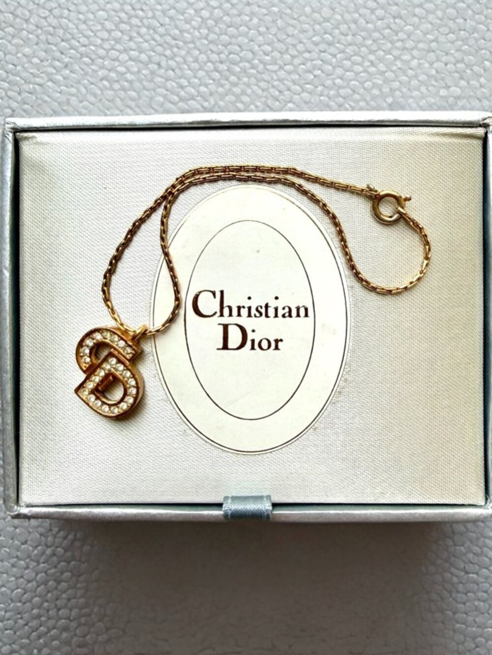 Christian Dior Gold-Tone 7" CD Rhinestone Bracelet